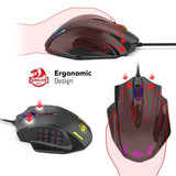 Redragon M908 Impact RGB LED MMO Mouse with Side Buttons Laser Wired Gaming Mouse with 12,400DPI, High Precision, 19 Programmable Mouse Buttons