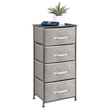 mDesign Vertical Dresser Storage Tower - Sturdy Steel Frame, Wood Top, Easy Pull Fabric Bins