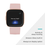 Fitbit Versa 2 Health & Fitness Smartwatch with Heart Rate, Music, Alexa Built-in, Sleep & Swim Tracking, Petal/Copper Rose (S & L Bands Included)
