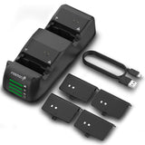 Fosmon Xbox One/One X/One S/Elite Quad PRO Controller Charger (Upgraded), [Dual Dock + 2 Additional Batteries Slot] High Speed Docking Charging