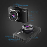 Dash Cam 1080P DVR Dashboard Camera Full HD 3" LCD Screen 170°Wide Angle, WDR, G-Sensor,Loop Recording Motion Detection Excellent Video Images(Black)