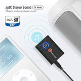 TaoTronics Bluetooth 5.0 Transmitter and Receiver, 2-in-1 Wireless 3.5mm Adapter aptX Low Latency, 2 Devices Simultaneously, For TV/Home Sound System