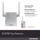NETGEAR WiFi Range Extender EX3700 - Coverage up to 1000 sq.ft. and 15 devices