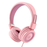 Kids Headphones - noot products K11 Foldable Stereo Tangle-Free 3.5mm Jack Wired Cord On-Ear Headset for Children/Teens/Girls - Soft Pink