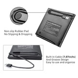 ROOFULL External DVD Drive USB 3.0, Portable CD DVD +/-RW Optical Drive Burner Writer for Windows 10/8 / 7 Laptop Desktop Black