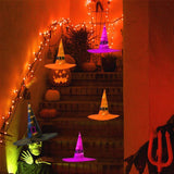 Halloween Decorations Outdoor 8Pcs Hanging Lighted Glowing Witch Hat Decorations 36ft