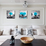 Canvas Wall Art for Bedroom Black and white landscape Blue rose flowers Bathroom Wall Decor