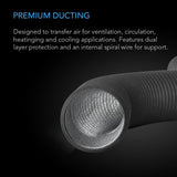 AC Infinity Flexible 4-Inch Aluminum Ducting, Heavy-Duty Four-Layer Protection, 25-Feet Long for Heating Cooling Ventilation and Exhaust