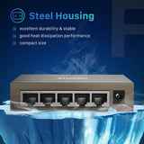 Aumox 5 Port Gigabit Ethernet Network Switch, Desktop, Unmanaged Ethernet Splitter, Durable Metal Casing