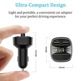 Vproof Bluetooth FM Transmitter, in-Car Wireless Radio Transmitter Adapter Music Player Car Kit W Blue Circle Ambient Light, 2 USB Ports, (Black)