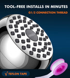 WASSA High Pressure Shower Head - 3 Inch Anti-leak Fixed Chrome Showerhead - Adjustable Metal Swivel Ball Joint
