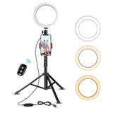 8" Selfie Ring Light with Tripod Stand & Cell Phone Holder for Live Stream/Makeup