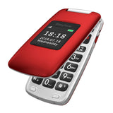 Easyfone Prime A1 3G Unlocked Senior Flip Cell Phone, Big Button Hearing Aids Compatible Easy-to-Use Basic Cell Phone with Charging Dock(Red)