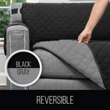 Sofa Shield Original Patent Pending Reversible Chair Slipcover, Chair, Black Gray