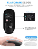Bluetooth Wireless Mouse, Dual Mode Slim Rechargeable Wireless Mouse Silent Cordless Mouse with Bluetooth 4.0 and 2.4G Wireless, (Black)