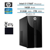 2019 Newest HP Premium Desktop Computer, Intel 4-Core i7-7700T, 2.9GHz, Up to 3.8GHz, 16GB RAM, 1TB HDD, 512GB SSD, DVD Drive, WiFi