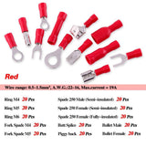 Glarks 540pcs 22-16/16-14/12-10 Gauge Mixed Quick Disconnect Electrical Insulated Butt Bullet Spade Fork Ring Solderless Crimp Terminals Connectors