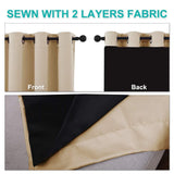 Bedroom Full Blackout Curtain Panels (Set of 2 PCs, 42 by 63 inches, Biscotti Beige)