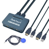 JideTech 2-Port USB HDMI Cable KVM Switch Video, Cables & USB Peripheral Sharing Support 4k×2K@30hz Resolution