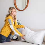 Coop Home Goods - Premium Adjustable Loft Pillow -Hypoallergenic Cross-Cut Memory Foam Fill - Lulltra Washable Cover from Bamboo Derived Rayon-Queen