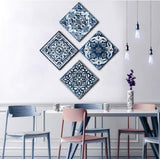 Bedroom Decor Canvas Wall Art Indigo Flower Pattern Prints Bathroom Abstract Pictures 14x14 Each Panel