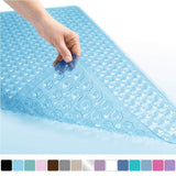 Gorilla Grip Original Patented Bath, Shower, Tub Mat, 35x16, Machine Washable, Antibacterial, BPA, Latex, Phthalate Free, XL Size Bathroom Mats, Blue