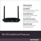 NETGEAR WiFi Router (R6120) - AC1200 Dual Band Wireless Speed (up to 1200 Mbps)