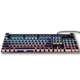 MK13 RGB Mechanical Keyboard Retro Gaming Keyboard-Blue Switches-LED Backlit -Silver-Plating-2 Knob and 12 Multimedia Buttons -(MK13 Black)