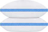 Utopia Bedding Gusseted Quilted Pillow (2-Pack) Premium Quality Bed Pillows - Side Back Sleepers - Blue Gusset - Queen - 18 x 26 Inches