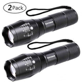 LED Tactical Flashlight, Binwo Super Bright 2000 Lumen XML T6 LED Flashlights Portable Outdoor Water Resistant Torch Light Zoomable Flashlight 2 Pack