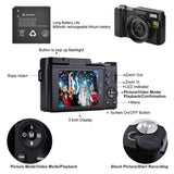 Digital Camera Vlogging Camera 24MP Ultra HD 2.7K WiFi YouTube Camera 3.0 Inch 180 Degree Rotation Flip Screen Camera Retractrable Flashlight (A4)