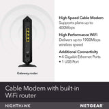 NETGEAR Nighthawk Cable Modem WiFi Router Combo C7000-Compatible with all Cable Providers