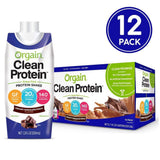 Orgain Grass Fed Clean Protein Shake, Creamy Chocolate Fudge - Meal Replacement, Ready to Drink, Gluten Free, Soy Free