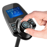 Nulaxy Bluetooth Car FM Transmitter Audio Adapter Receiver Wireless Hands Free Car Kit W 1.44 Inch Display - KM18 Black