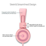 Kids Headphones - noot products K11 Foldable Stereo Tangle-Free 3.5mm Jack Wired Cord On-Ear Headset for Children/Teens/Girls - Soft Pink