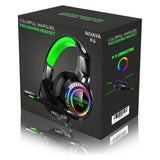 Nivava Gaming Headset for PS4, Xbox One, PC Headphones with Microphone LED Light Mic for Nintendo Switch Playstation Computer, K6(Green)