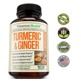 Turmeric Curcumin with Ginger and Bioperine. Vegan Joint Pain Relief, Anti-Inflammatory, Antioxidant, Anti-Aging Supplement with 10 milligrams