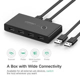 UGREEN USB Switch Selector 2 Computers Sharing 4 USB Devices USB 2.0 Peripheral Switcher Box Hub for Mouse, Keyboard, Scanner, Printer, PCs