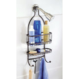 iDesign York Metal Wire Hanging Shower Caddy, Extra Wide Space for Shampoo, Conditioner, and Soap with Hooks , 10" x 4" x 22", Bronze