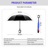 Spar. Saa Double Layer Inverted Umbrella with C-Shaped Handle, Anti-UV Waterproof Windproof Straight Umbrella for Car Rain Outdoor Use