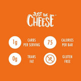 Just The Cheese Bars, Crunchy Baked Low Carb Snack Bars - 100% Natural Cheese. High Protein and Gluten Free, Aged Cheddar, Pack of 12