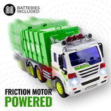 WolVol Friction Powered Garbage Truck Toy With Lights and Sounds For Kids (Can Open Back)