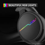 Jeecoo USB Pro Gaming Headset for PC- 7.1 Surround Sound Headphones with Noise Cancelling Mic- Memory Foam Ear Pads RGB Lights for Laptops