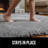 GRIP Original Faux-Chinchilla Area Rug, 2x3 Feet, Chevron: Light Gray and White