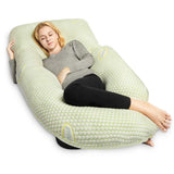 QUEEN ROSE Pregnancy Pillow Bamboo with Detachable Design,U Shaped Full Body Pillow Support for Back/Neck/Leg and Belly,Comes with Secure Belt