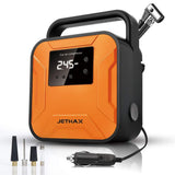 JETHAX Air Compressor Tire Inflator, 12V Portable Air Pump for Car Tires, Tire Pump with LED Light, Long Cable and Auto Shut Off
