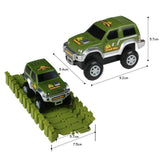Lydaz Race Track Dinosaur World Bridge Create A Road 142 Piece Toy Car & Flexible Track Playset Toy Cars, 2 Dinosaurs