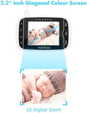Baby Monitor with Remote Pan-Tilt-Zoom Camera and 3.2'' LCD Screen