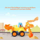 Coogam 4 Pack Friction Powered Cars Construction Vehicles Toy Set Cartoon Push and Go Car Tractor, Cement Mixer Truck, Dumper for 1 2 3 Year Old