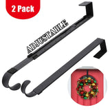 Pack of 2 Wreath Hanger,Adjustable Wreath Hanger for Front Door from 14.9-25 Inch,20 lbs-Black
